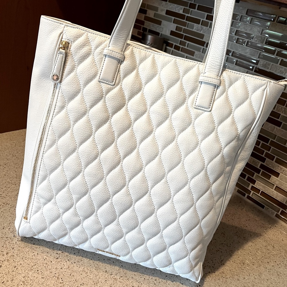 Vera Bradley Quilted Leather Leah Tote White